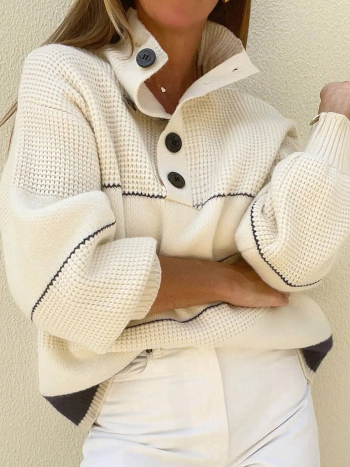 Casual Button Turtleneck Long Sleeve Sweater