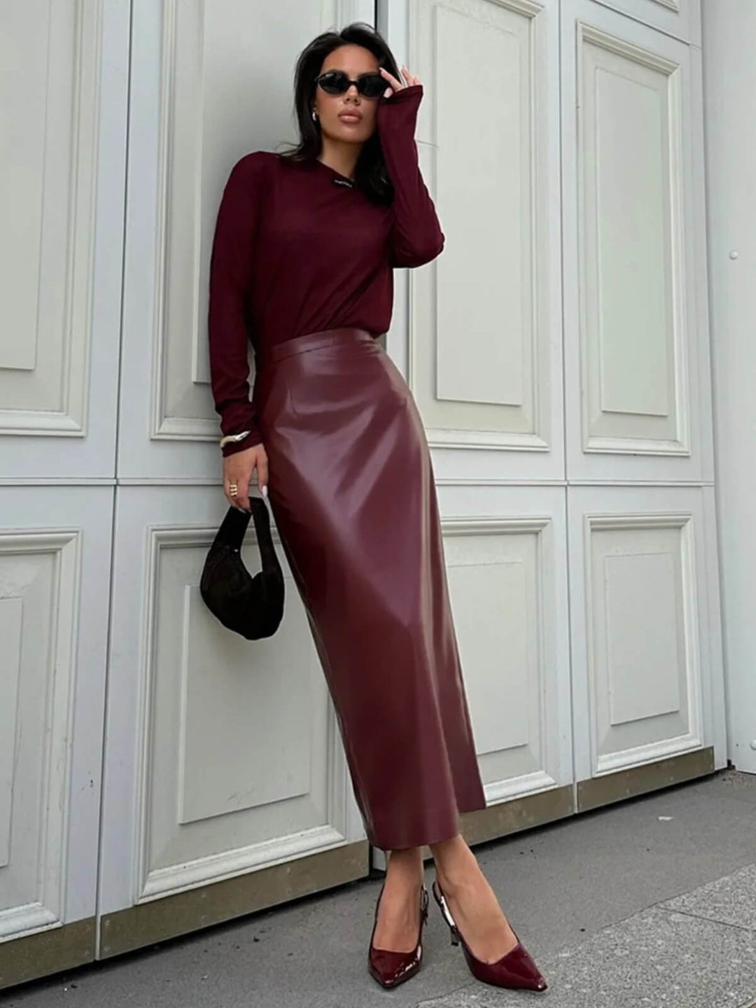 Retro Slim Fit High-End Split Hip Skirt