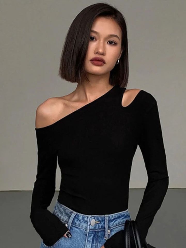 Slim Fit Off-shoulder Long Sleeve Crop Top