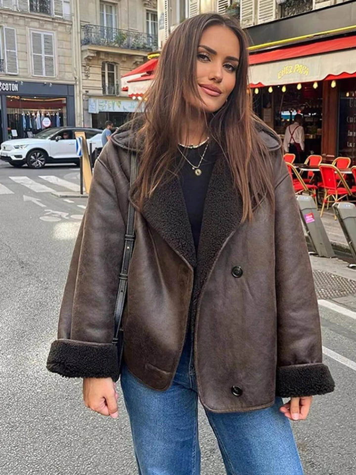 Thick Oversized Faux Leather Jacket