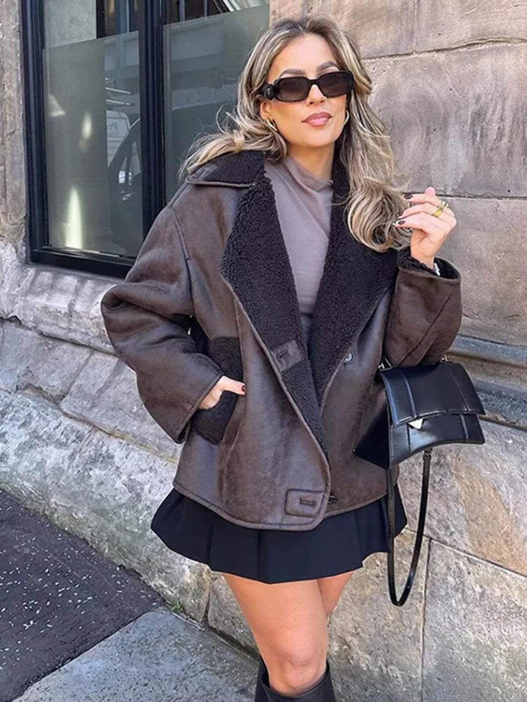 Thick Oversized Faux Leather Jacket