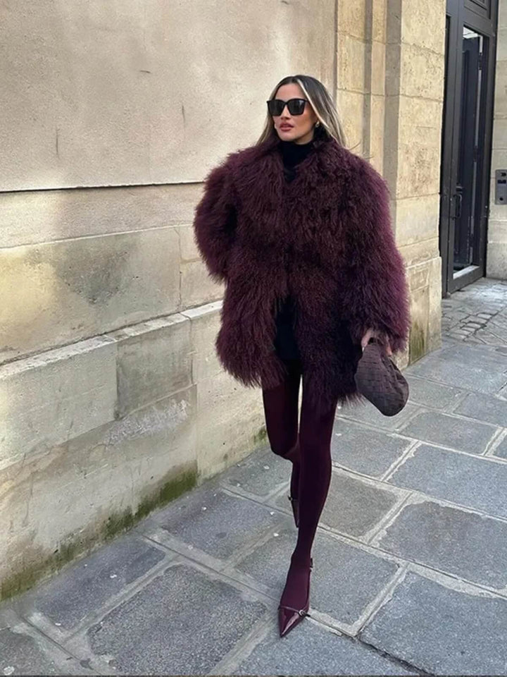 Fashionable Fluffy Long Sleeves Coat