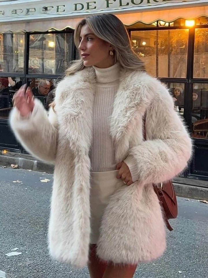 Luxury Fluffy Lapel Overcoat