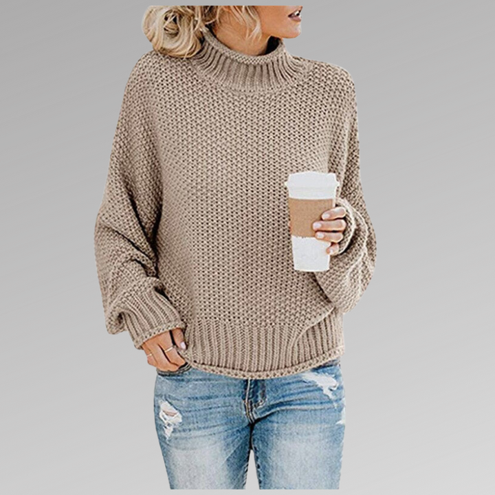 Women's Winter High Neck Crochet Sweater