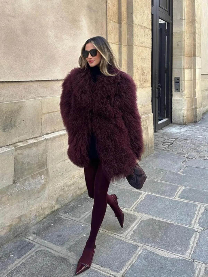 Fashionable Fluffy Long Sleeves Coat