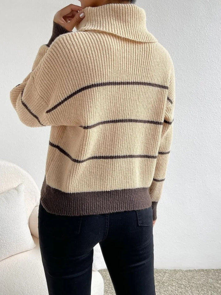 Comfortable High Neck Lapel Knitted Sweater