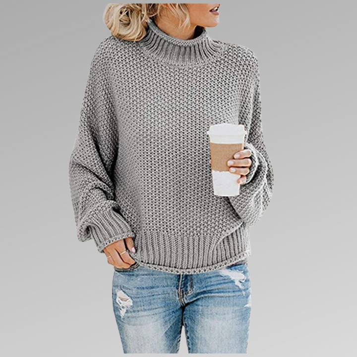 Women's Winter High Neck Crochet Sweater