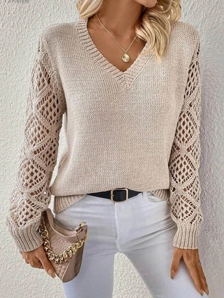 Fashionable V-Neck Knit Sweater