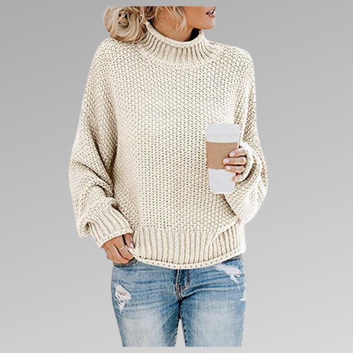 Women's Winter High Neck Crochet Sweater