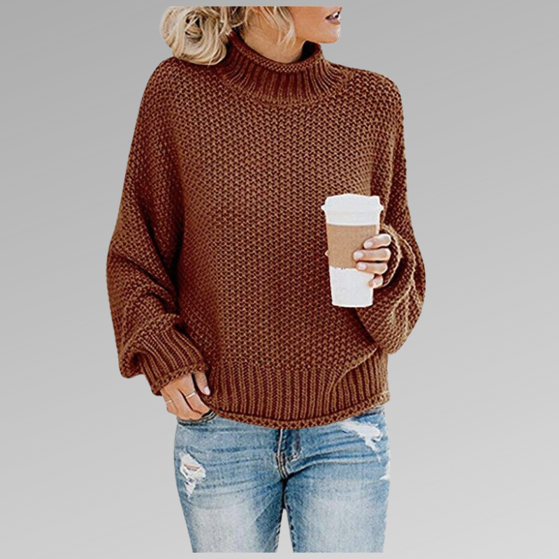 Women's Winter High Neck Crochet Sweater