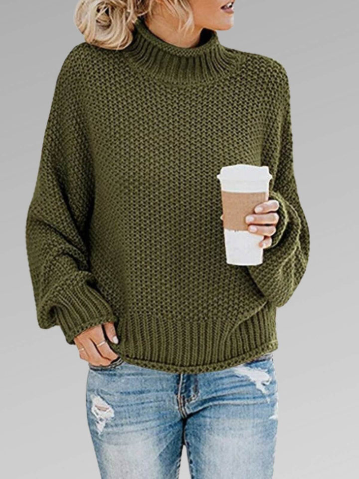 Women's Winter High Neck Crochet Sweater