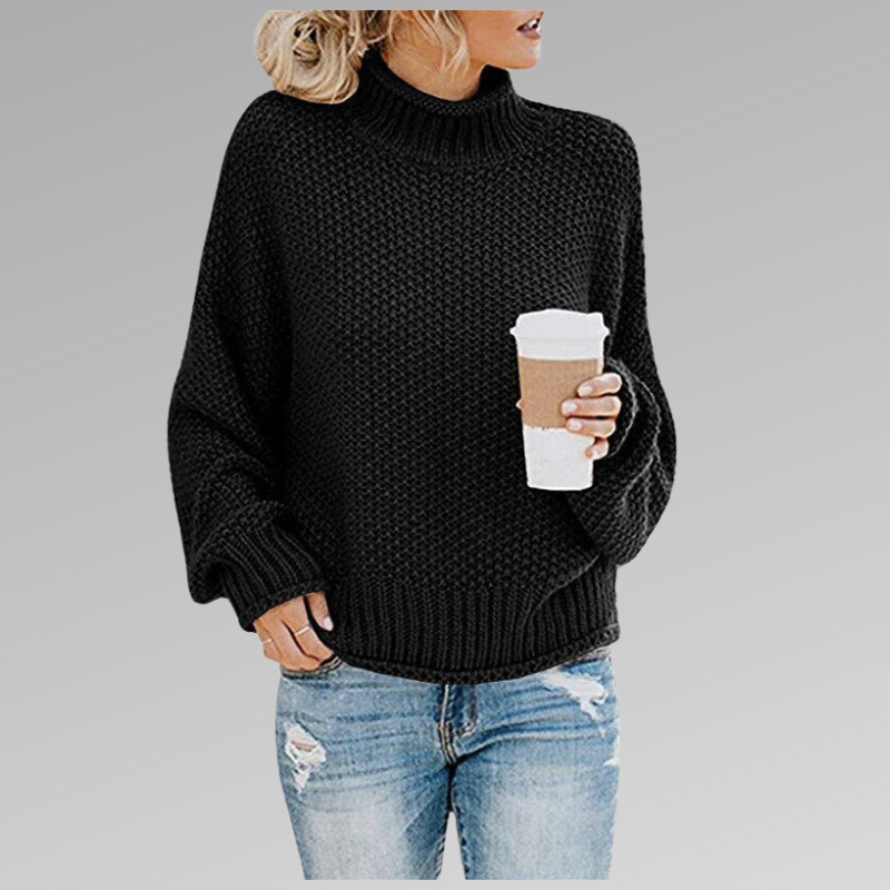 Women's Winter High Neck Crochet Sweater