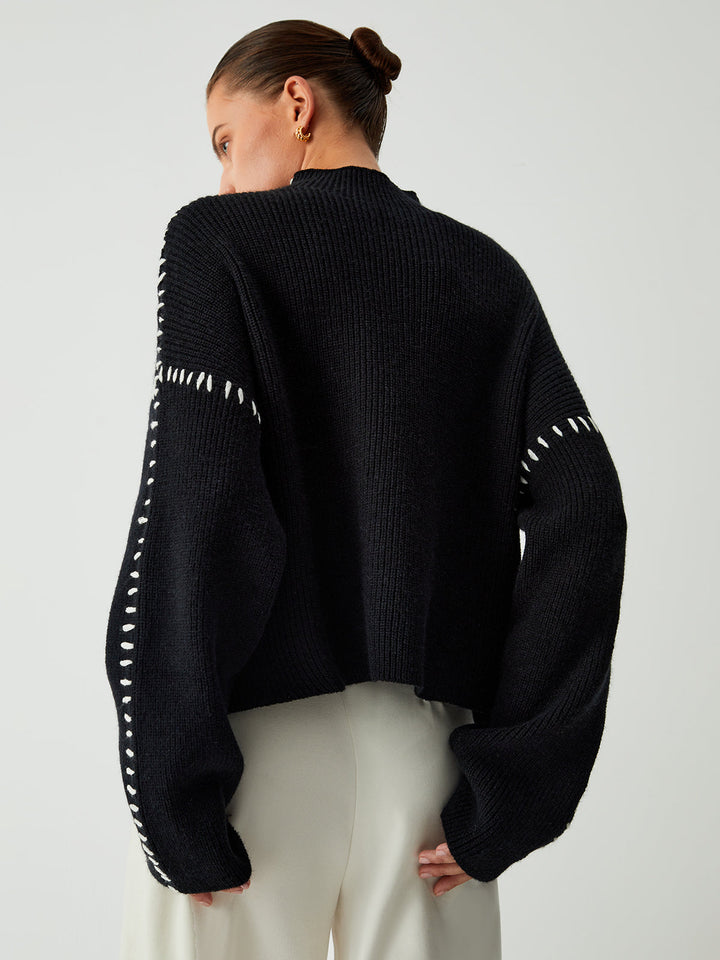 Turtleneck Sweater with Pique Details