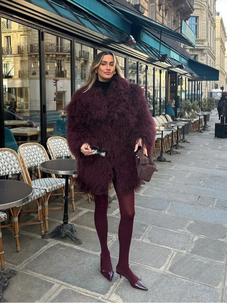 Fashionable Fluffy Long Sleeves Coat