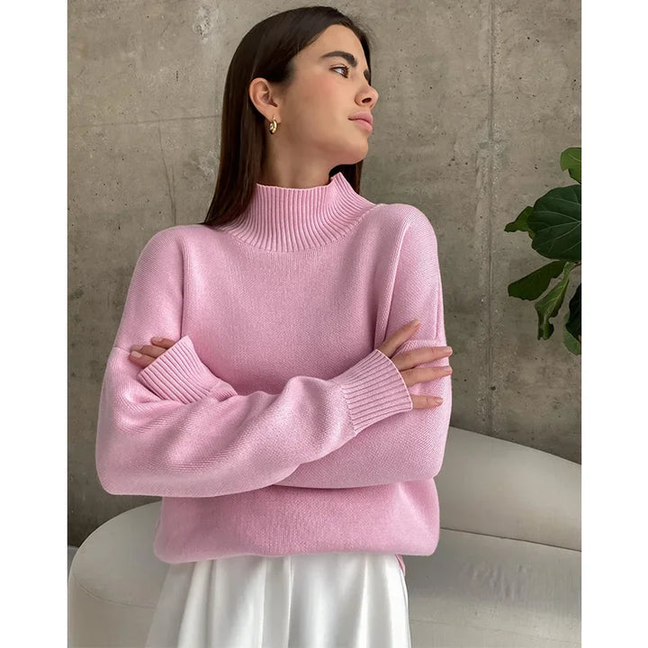 Fashionable Thick Semi-High Collar Sweater