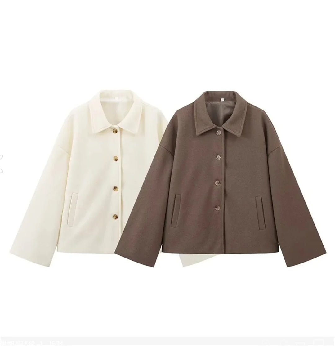 Long Sleeve Lapel Solid Button Coat