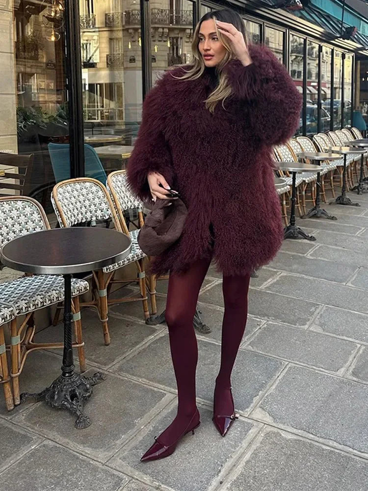 Fashionable Fluffy Long Sleeves Coat