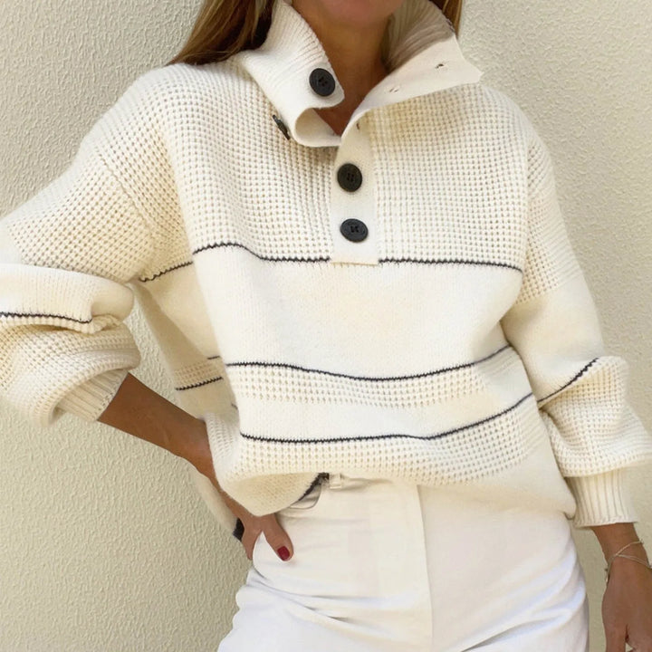 Casual Button Turtleneck Long Sleeve Sweater