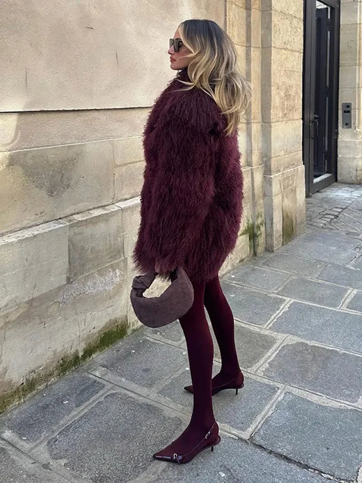 Fashionable Fluffy Long Sleeves Coat