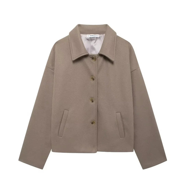 Long Sleeve Lapel Solid Button Coat