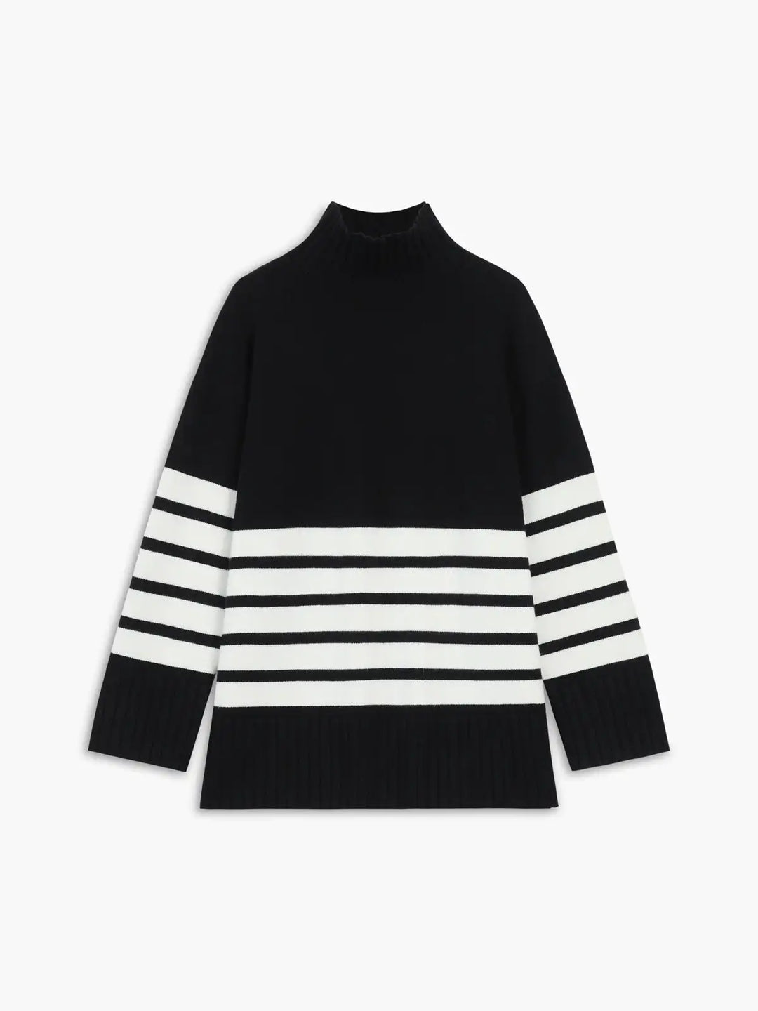 Casual Turtleneck Long Sleeve Striped Sweater