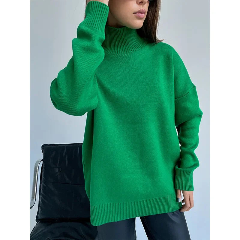 Fashionable Thick Semi-High Collar Sweater