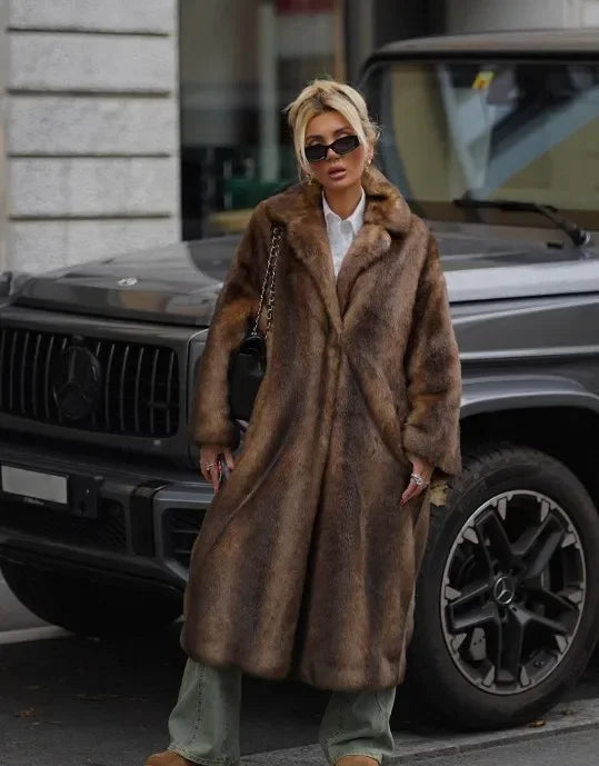 Luxurious Fluffy Long Trenchcoat