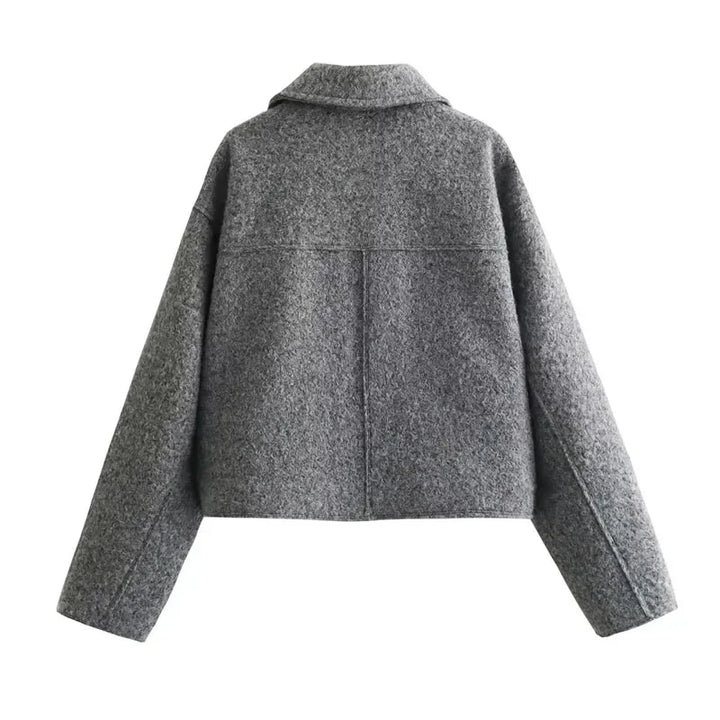 Women's Cropped Short Tweed Zip-Up Coat