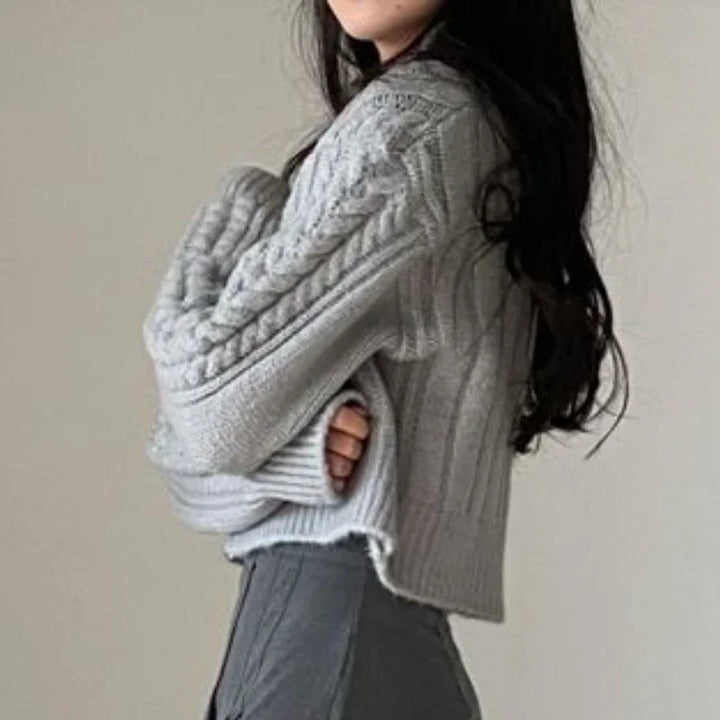 Twist Crop Zip-Up Sweater